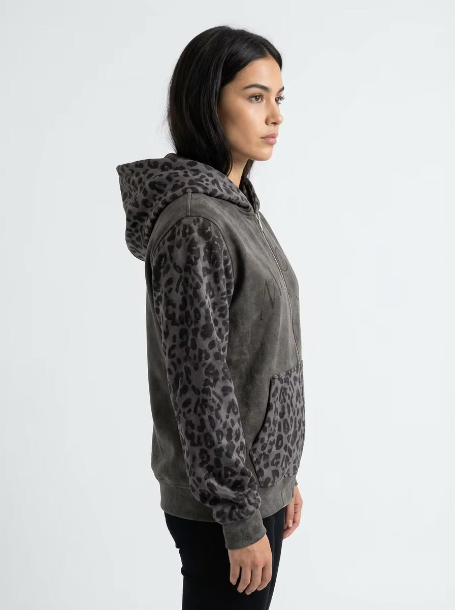 Black Leopard zip up