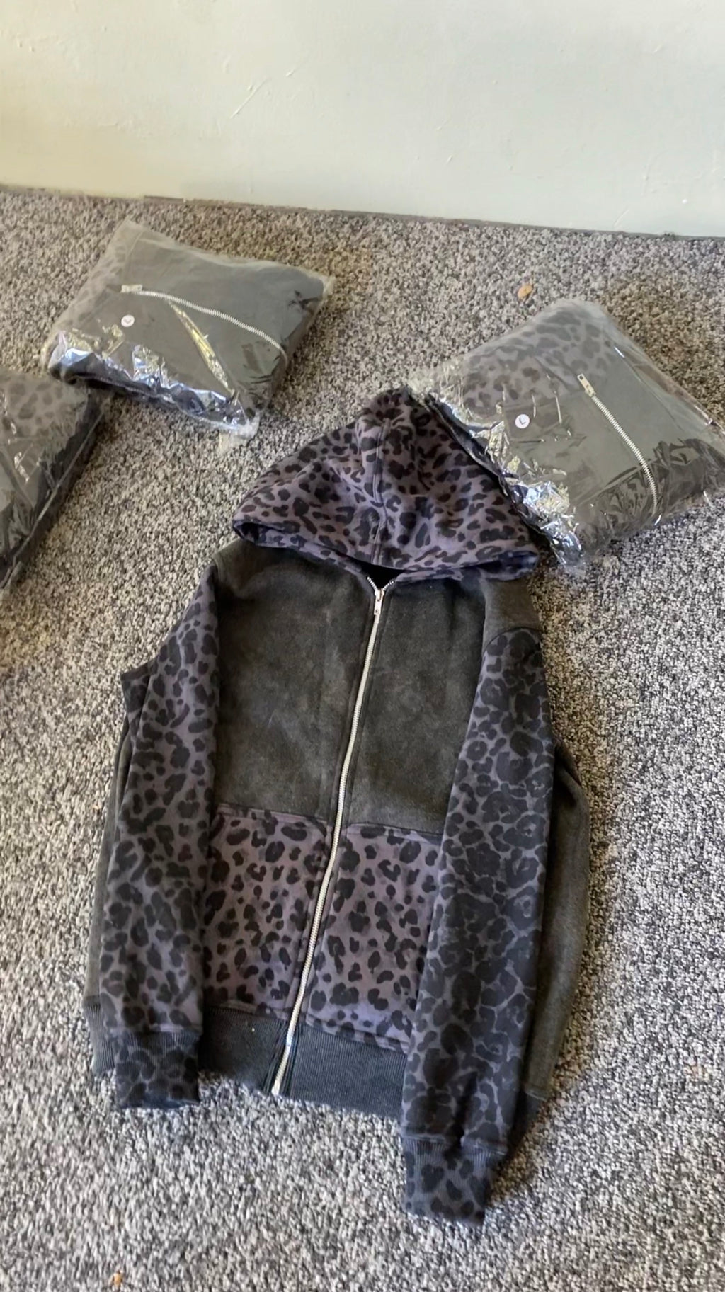 Black Leopard zip up